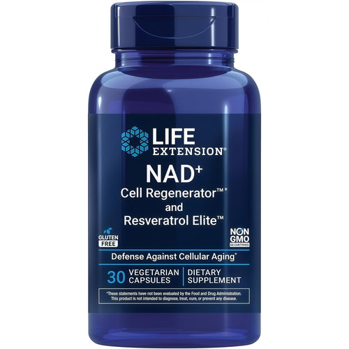 Life Extension NAD+ Cell Regenerator™ and Resveratrol Elite™*, nicotinamide riboside, Trans-resveratrol, quercetin, Fisetin, Heart Health, Healthy Aging, Vegetarian, Non-GMO, Gluten Free, 30 Capsules